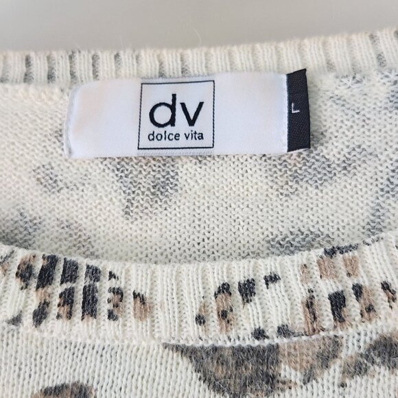 DV Dolce Vita Animal Print Alpaca Fleece Crisscross Cropped Sweater Size L - Picture 5 of 6